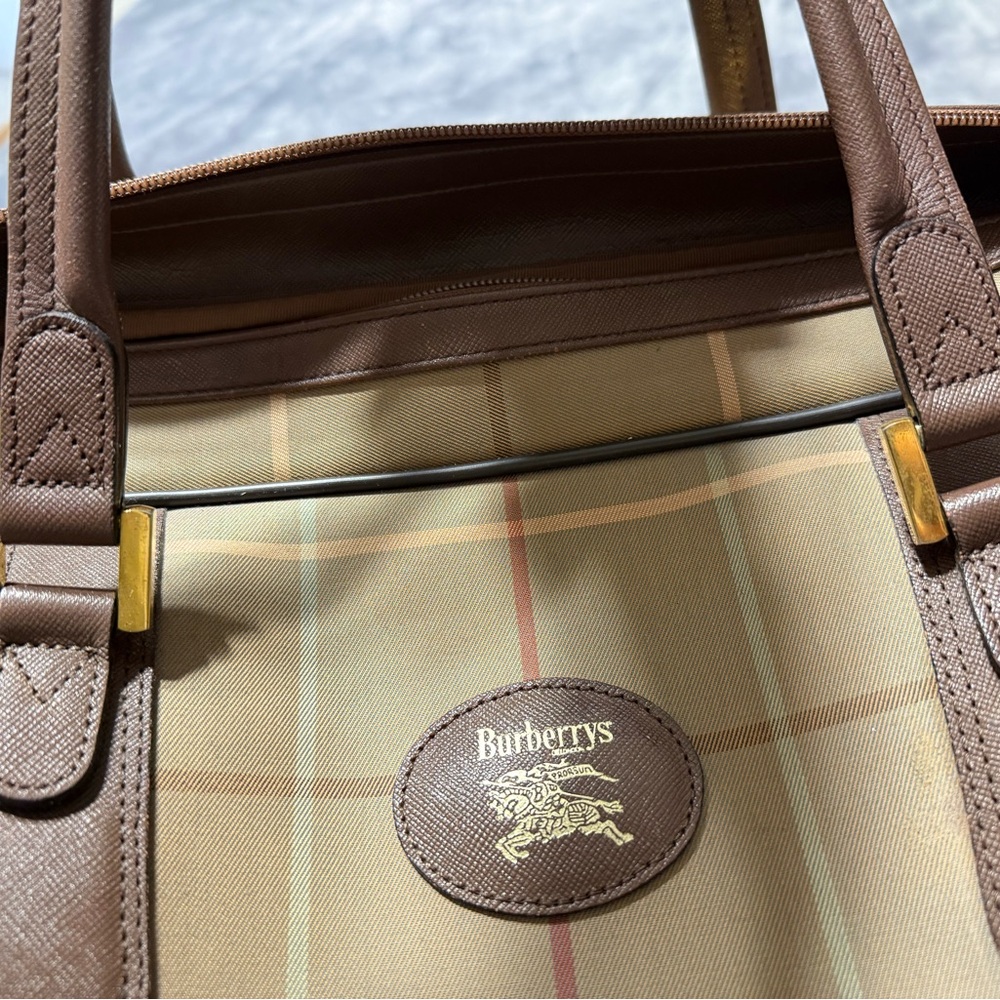 Burberry Plaid Handbag - Brown and Tan - Picture 7 of 8
